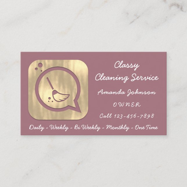 Classy Clearing Service Maid Gold Groom Logo Rose Visitenkarte (Vorderseite)