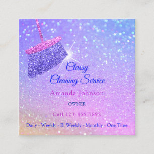 Classy Clearing Services Holograph Blue Glitzer Quadratische Visitenkarte