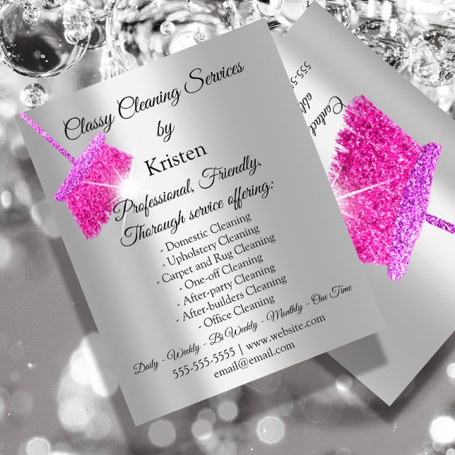 Classy Clearing Services House Behaltend Grau Pink Flyer (Classy Cleaning Services House Keeping Gray Pink Flyer Price List )
