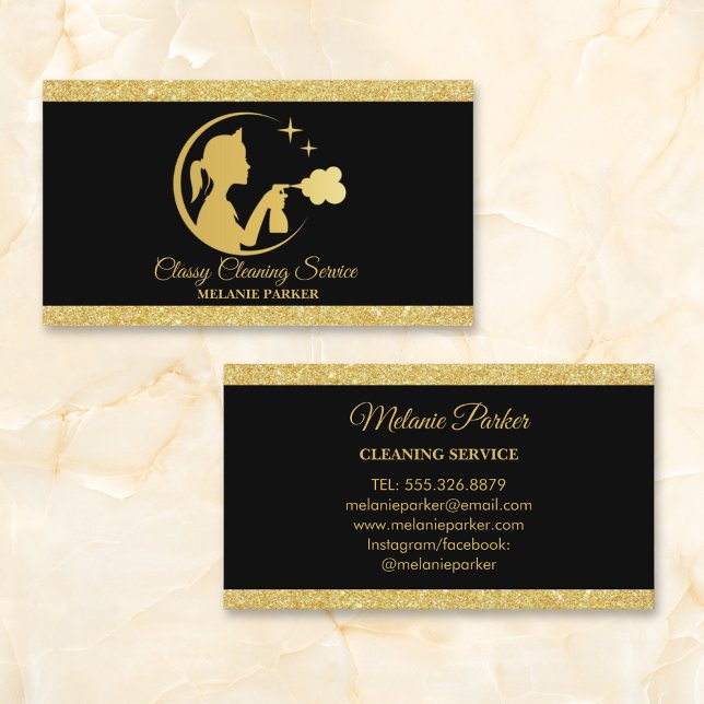 Classy Clearing-Services-Logo "Maid gold" Visitenkarte (Von Creator hochgeladen)