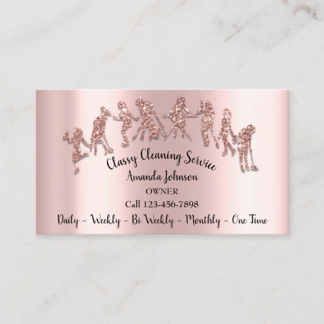 Classy Clearing Services Logo Maid Rose Glitzer Visitenkarte (Vorderseite)