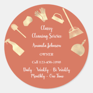 Classy Clearing Services Office Maid Gold Zuhause  Runder Aufkleber