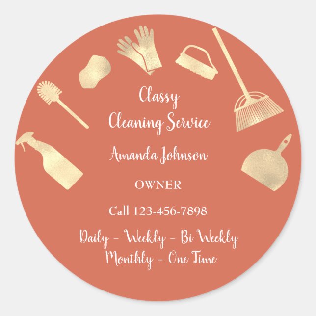 Classy Clearing Services Office Maid Gold Zuhause  Runder Aufkleber (Vorderseite)