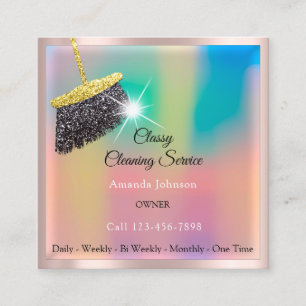 Classy Clearing Services Ombre Pink Gold Glitzer Quadratische Visitenkarte