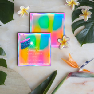 Classy Clearing Services Ombre Pink Gold Glitzer Quadratische Visitenkarte