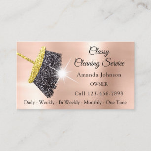 Classy Clearing Services Rose Gold Glitzer Black Visitenkarte