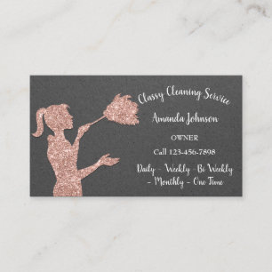 Classy Clearing Services Rose Logo "Maid Kraft Gra Visitenkarte