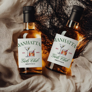 Classy Cocktails Green & Red Girl's Club Alkoholflaschenetikett