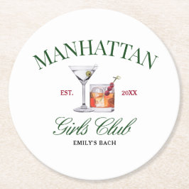 Classy Cocktails Green & Red Girl's Club Runder Pappuntersetzer