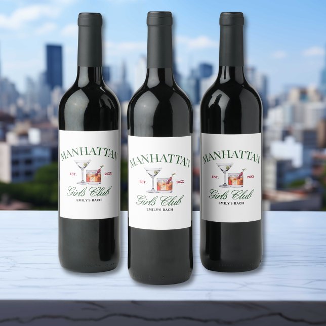 Classy Cocktails Green & Red Girl's Club Weinetikett (Von Creator hochgeladen)