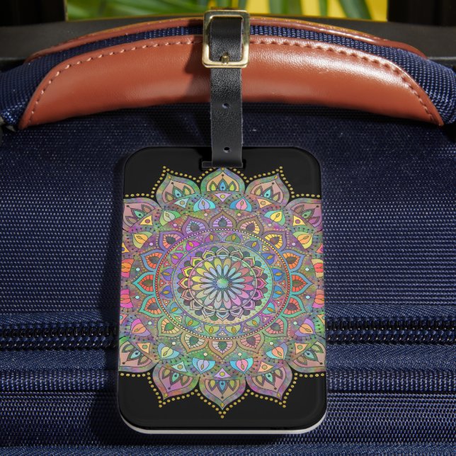 Classy Colorful Mandala India Style 1 Gepäckanhänger (Vorderseite Insitu 2)