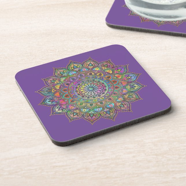 Classy Colorful Mandala India Style 1 Getränkeuntersetzer (Linke Seite)