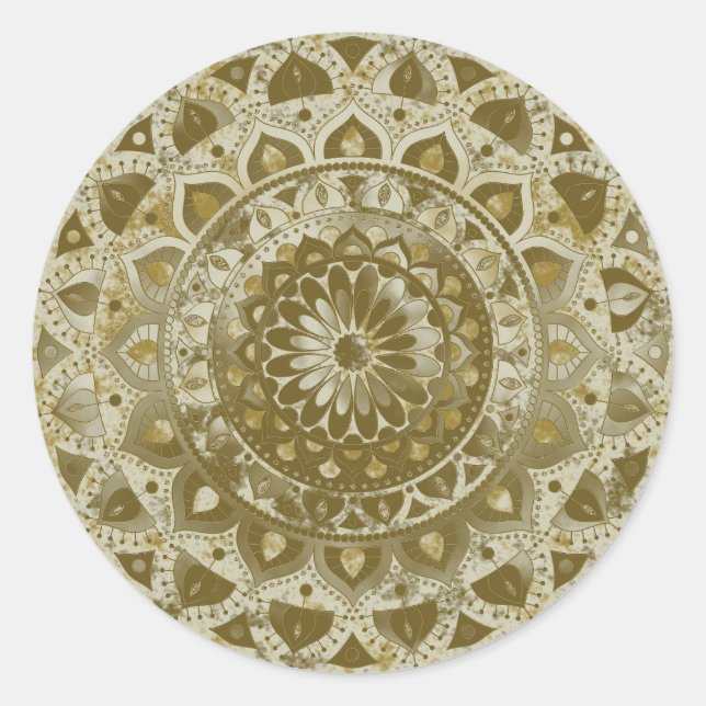 Classy Colorful Mandala India Style 4 Runder Aufkleber (Vorderseite)
