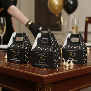 Classy Confetti Gold Black 70. Geburtstag Geschenkschachtel