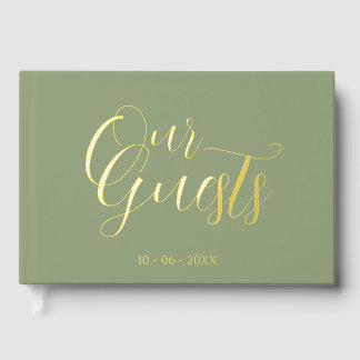 Classy Couple Initials Wedding Date Year Gold Gästebuch