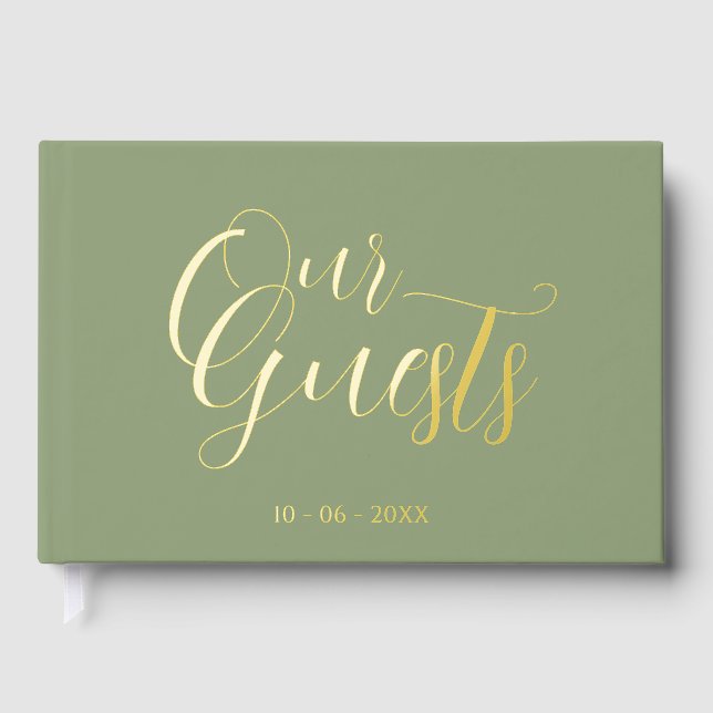 Classy Couple Initials Wedding Date Year Gold Gästebuch (Vorderseite)