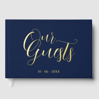 Classy Couple Initials Wedding Date Year Gold Gästebuch