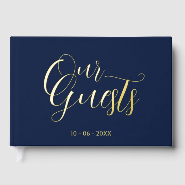 Classy Couple Initials Wedding Date Year Gold Gästebuch (Vorderseite)