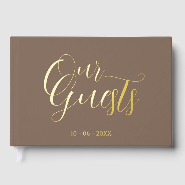 Classy Couple Initials Wedding Date Year Gold Gästebuch (Vorderseite)