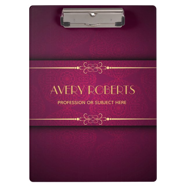 Classy crimson mandala Elegant Beruflich Klemmbrett (Vorderseite)