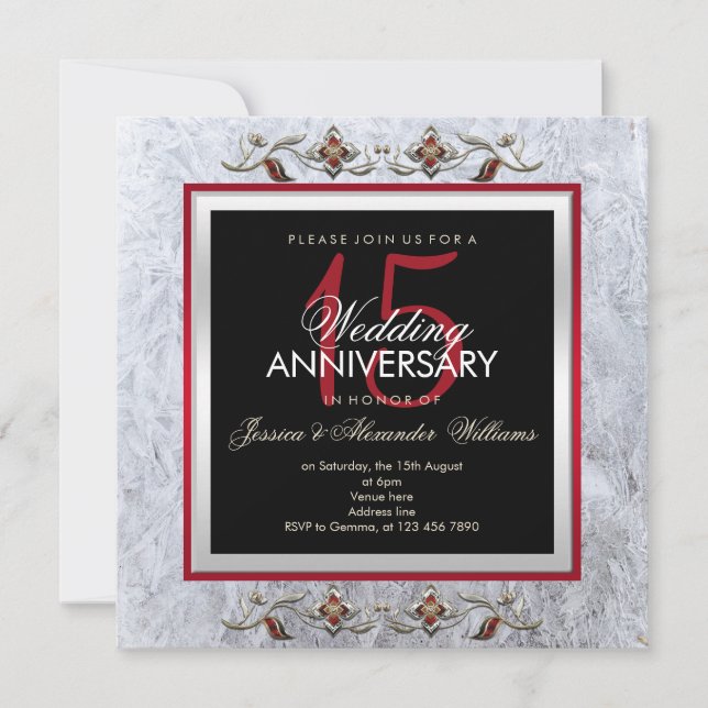 Classy Crystal & Gems 15. Hochzeitstag Einladung (Vorderseite)