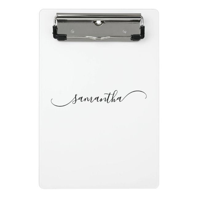 Classy Curved Swash Signature Name Mini Klemmbrett (Vorderseite)