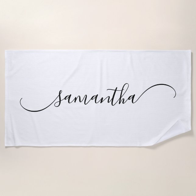 Classy Curved Swash Signature Name Strandtuch (Vorderseite)