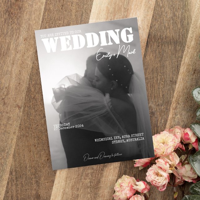 Classy Custom Magazine Style Wedding Einladung (Von Creator hochgeladen)