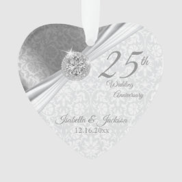 Classy Damask - 25. Hochzeitstag Ornament