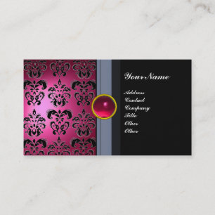CLASSY DAMASK GEM MONOGRAM schwarz rosa Visitenkarte