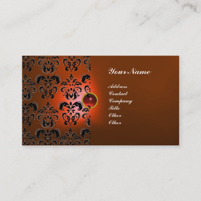 CLASSY DAMASK GEM MONOGRAM VISITENKARTE (Vorderseite)