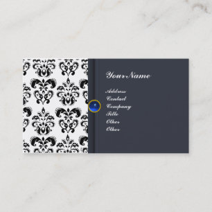 CLASSY DAMASK MONOGRAM blauer Saphir Visitenkarte
