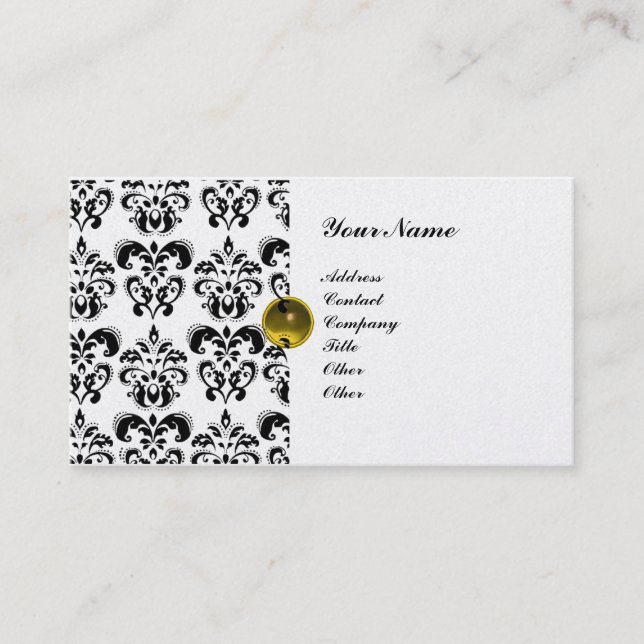 CLASSY DAMASK MONOGRAM Metallisches Gold Visitenkarte (Vorderseite)