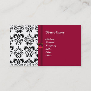 CLASSY DAMASK MONOGRAM, rotes Rubinrosa Visitenkarte