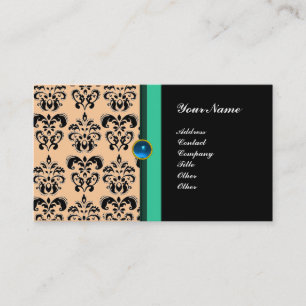 CLASSY DAMASK MONOGRAM, schwarz, rosa, blau Visitenkarte