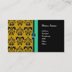 CLASSY DAMASK MONOGRAM, schwarzer Saphir Visitenkarte