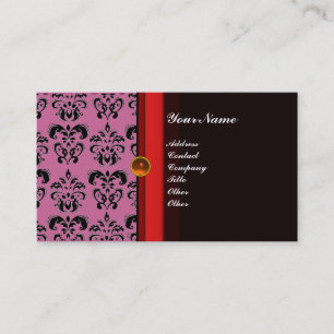 CLASSY DAMASK MONOGRAM schwarzer Topaz-Orange, Visitenkarte