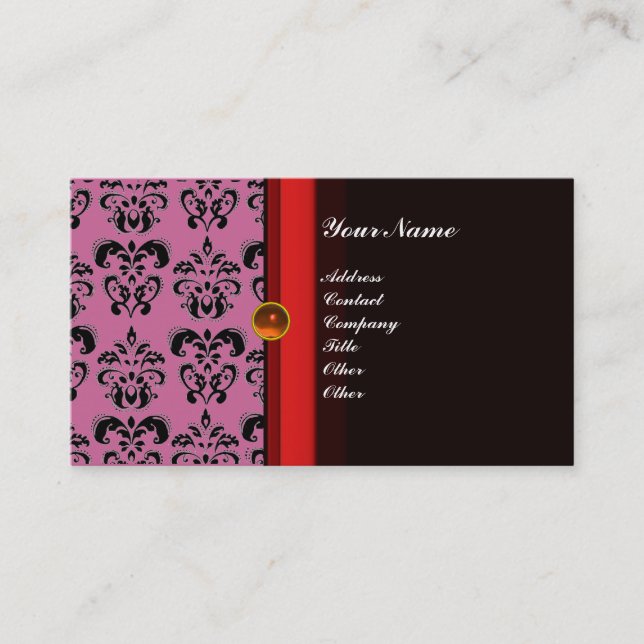 CLASSY DAMASK MONOGRAM schwarzer Topaz-Orange, Visitenkarte (Vorderseite)