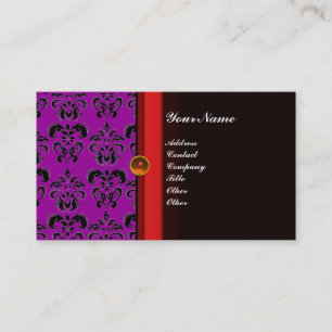 CLASSY DAMASK MONOGRAM schwarzer Topaz-Orange, Visitenkarte
