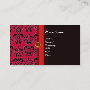 CLASSY DAMASK MONOGRAM schwarzer Topaz-Orange, Visitenkarte