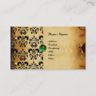 CLASSY DAMASK PARCHMENT MONOGRAM grüner Smaragd Visitenkarte