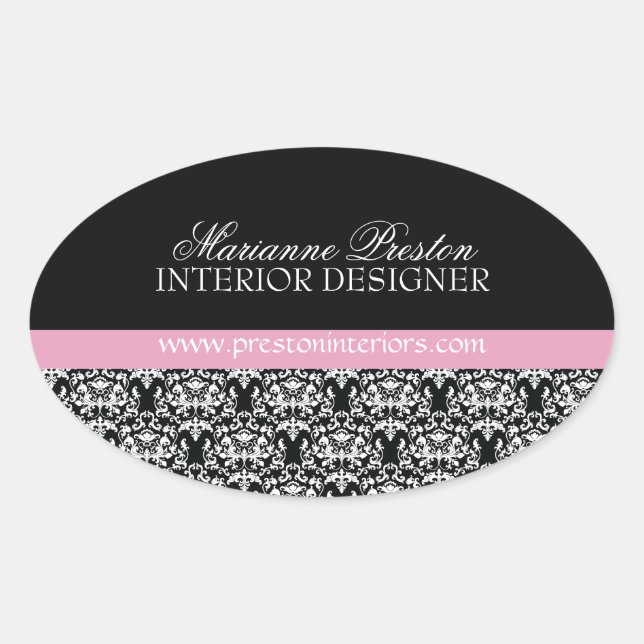 Classy Damask Siegel Ovaler Aufkleber (Vorderseite)