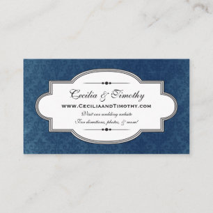 Classy Damask Wedding Website Business Card (blau) Begleitkarte