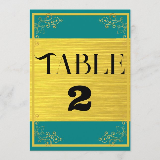 Classy Dark Blue Green Wedding Tischnummern (Vorderseite)