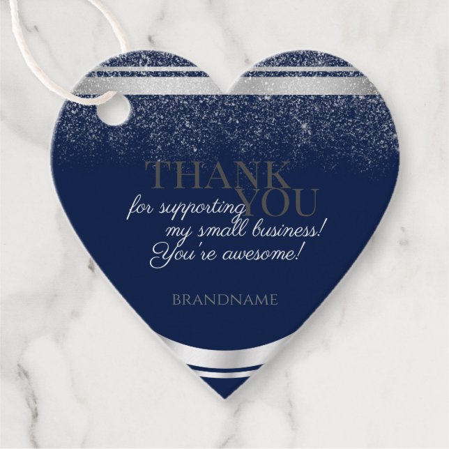 Classy Dark Blue und Silver Packaging Vielen Dank Geschenkanhänger (Vorderseite)