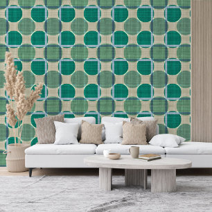 Classy Dark Green Blue Beige Grau Kariertes Muster Tapete