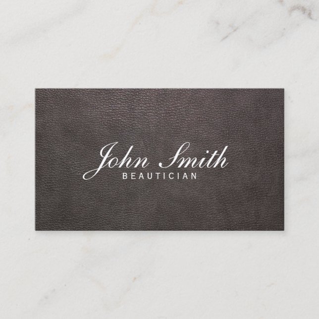 Classy Dark Leather Beautician Business Card Visitenkarte (Vorderseite)