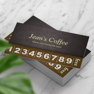 Classy Dark Leather Coffee Business Loyalty Card Treuekarte