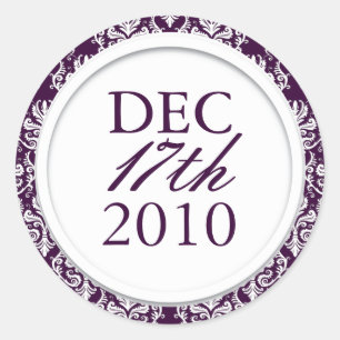 Classy Dark Lila Wedding Stickers