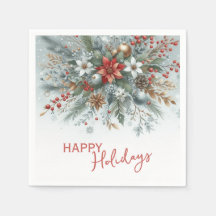 Classy Dark Red Teal Blue Floral Holiday Wreath